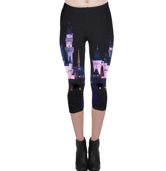 Sleeping Beauty Castle Nighttime Inspired Capri Leggings