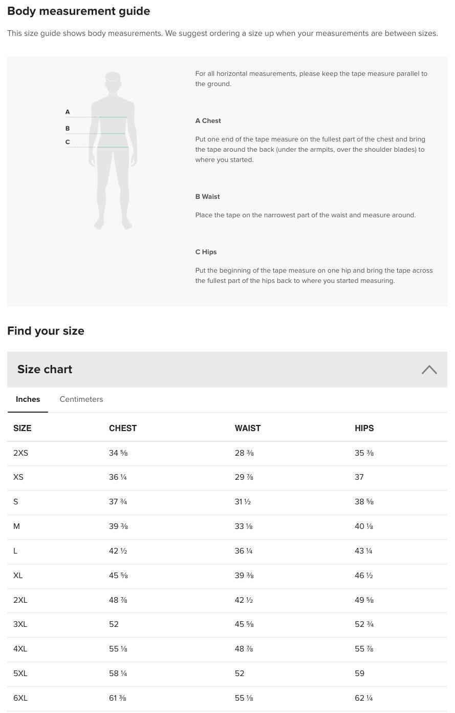 the body measurement guide for men