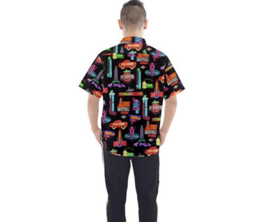Cars Land Neon Inspired Short Sleeve Button Down Shirt