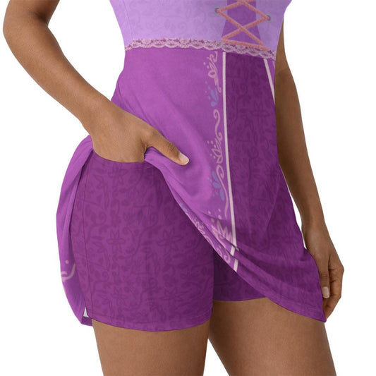 Rapunzel Inspired Short Sleeve Athletic Dress with shorts