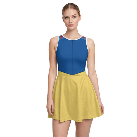 Snow White Inspired Short Sleeve Athletic Dress with shorts