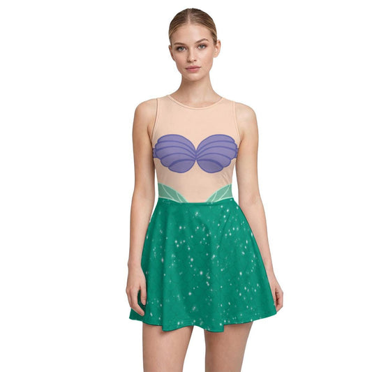 Ariel Inspired Short Sleeve Athletic Dress with shorts