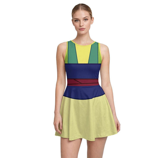 Green Mulan Inspired Short Sleeve Athletic Dress with shorts