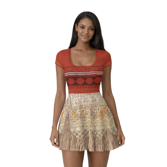 Moana Inspired Short Sleeve Athletic Dress with shorts