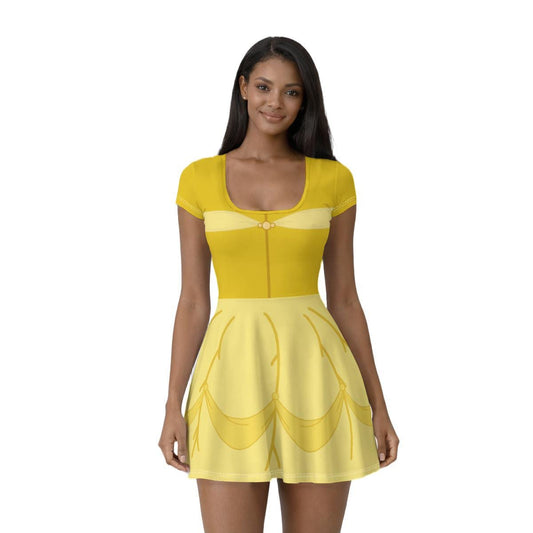 Belle Inspired Short Sleeve Athletic Dress with shorts