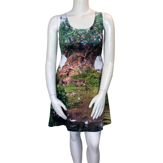 Tree of Life Animal Kingdom Inspired Sleeveless Flare Dress