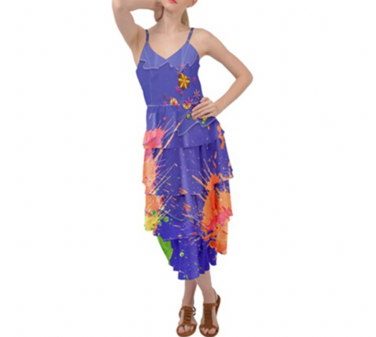 Isabela Flower Splatter Inspired Layered Chiffon Dress