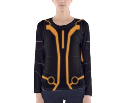 Women's Orange Tron Inspired Long Sleeve Shirt