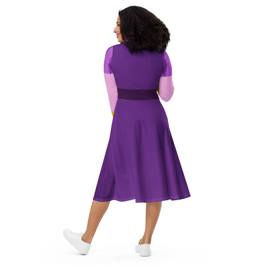 Rapunzel All-over print long sleeve midi dress
