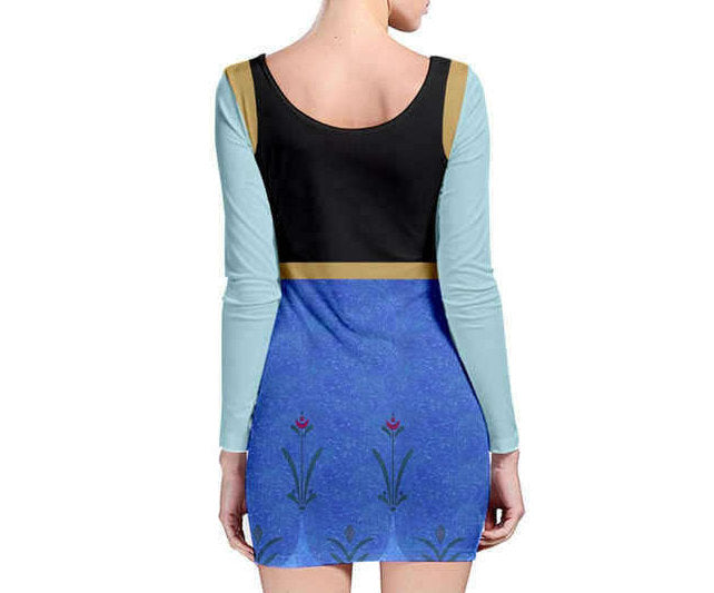 Anna Frozen Inspired Long Sleeve Bodycon Dress