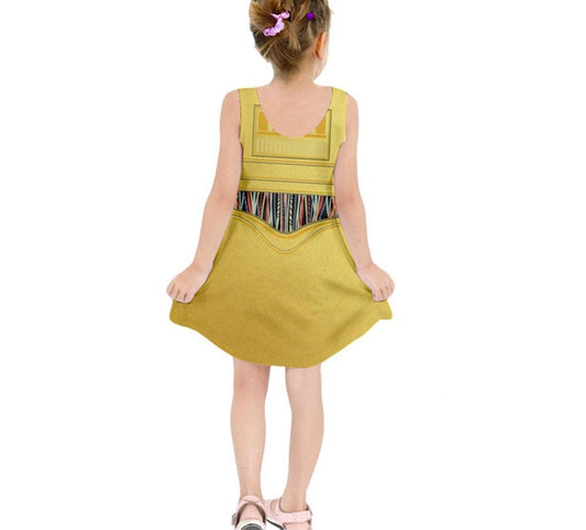 Kid's C3PO Star Wars Inspired Sleeveless Dress