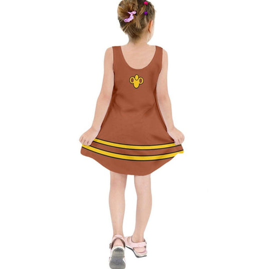 Kid's Cogsworth Beauty and the Beast Inspired Sleeveless Dress