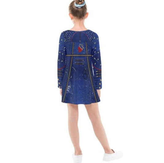 Kid's Evie Descendants 2 Inspired Long Sleeve Dress