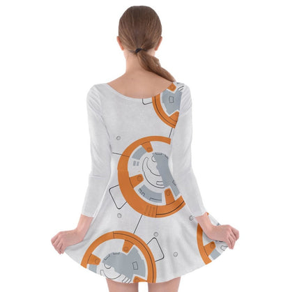 BB-8 Star Wars Inspired Long Sleeve Skater Dress