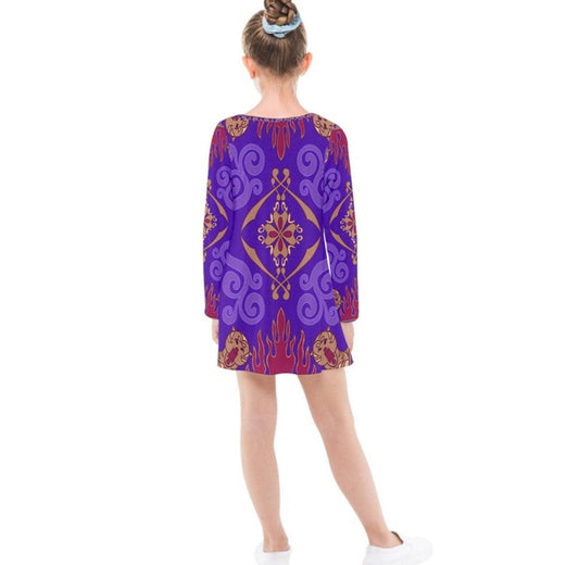 Kid's Magic Carpet Aladdin Inspired Long Sleeve Dress