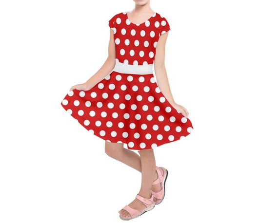 Kid&#39;s Minnie Inspired Short Sleeve Dress