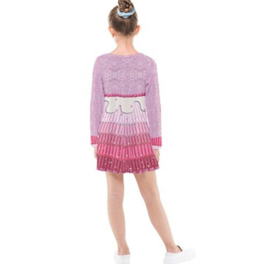 Kid's Princess Vanellope Wreck-It Ralph Inspired Long Sleeve Dress