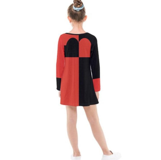 Kid's Queen of Hearts Alice in Wonderland Inspired Long Sleeve Dress