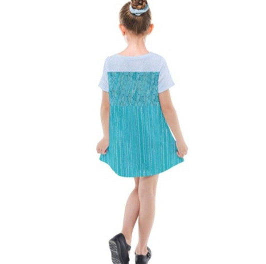 Kid's Elsa Frozen Inspired Short Sleeve Dress