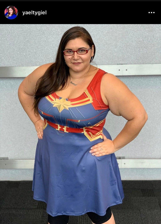 Captain Marvel Inspired Sleeveless Dress
