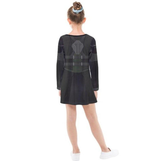 Kid's Black Widow The Avengers Inspired Long Sleeve Dress