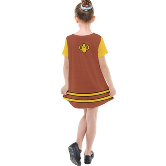 Kid's Cogsworth Beauty and the Beast Inspired Short Sleeve Dress