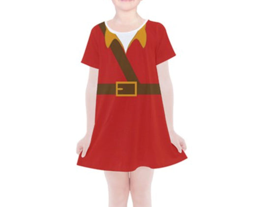 Kid&#39;s Gaston Beauty and the Beast Inspired Short Sleeve Dress