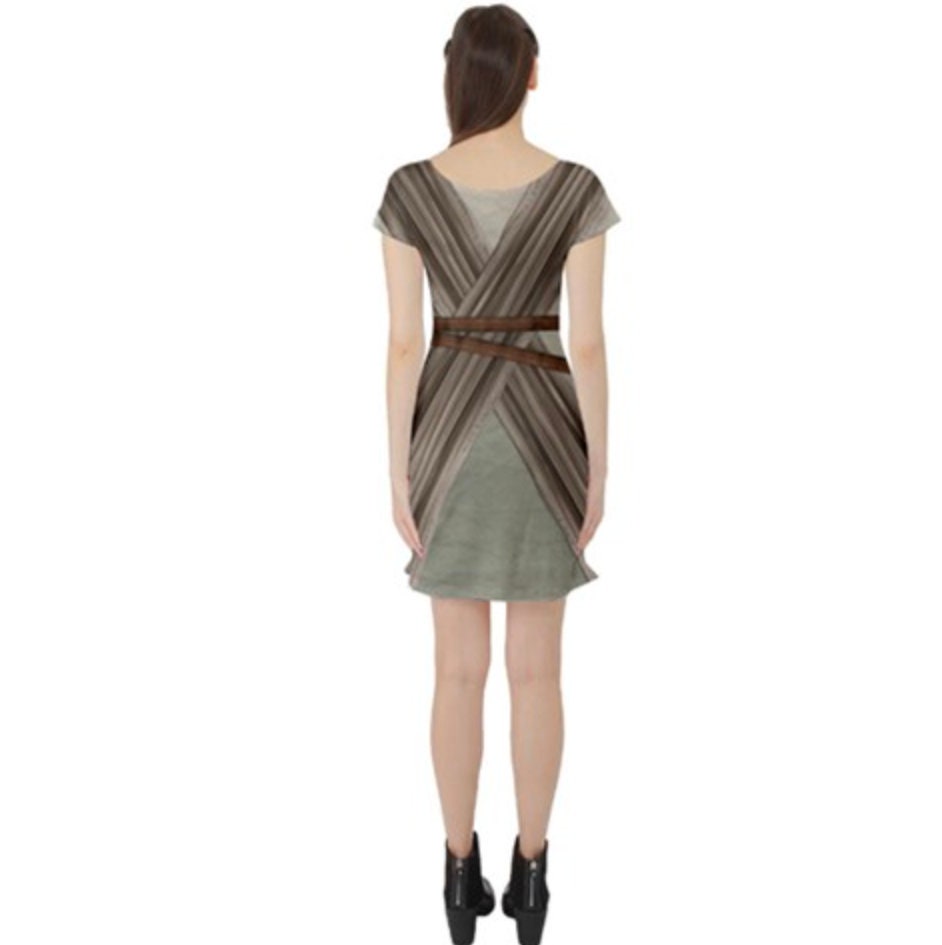 Rey Star Wars Inspired Short Sleeve Skater Dress