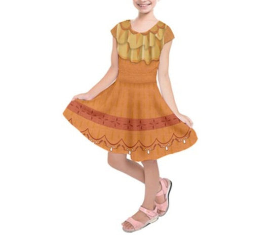 Kid's Tia Pepa Encanto Inspired Short Sleeve Dress