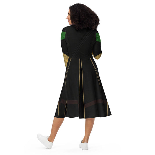 Loki Inspired Long Sleeve Midi Dress