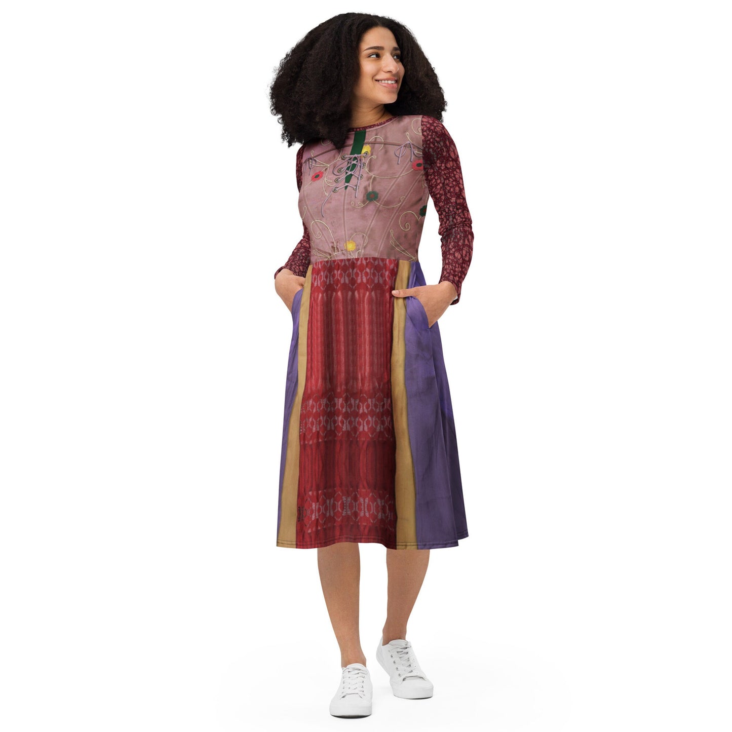 RUSH ORDER: Sarah Sanderson Inspired All-over print long sleeve midi dress