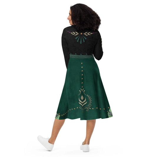 RUSH ORDER: Queen Anna Frozen 2 Inspired All-over print long sleeve midi dress