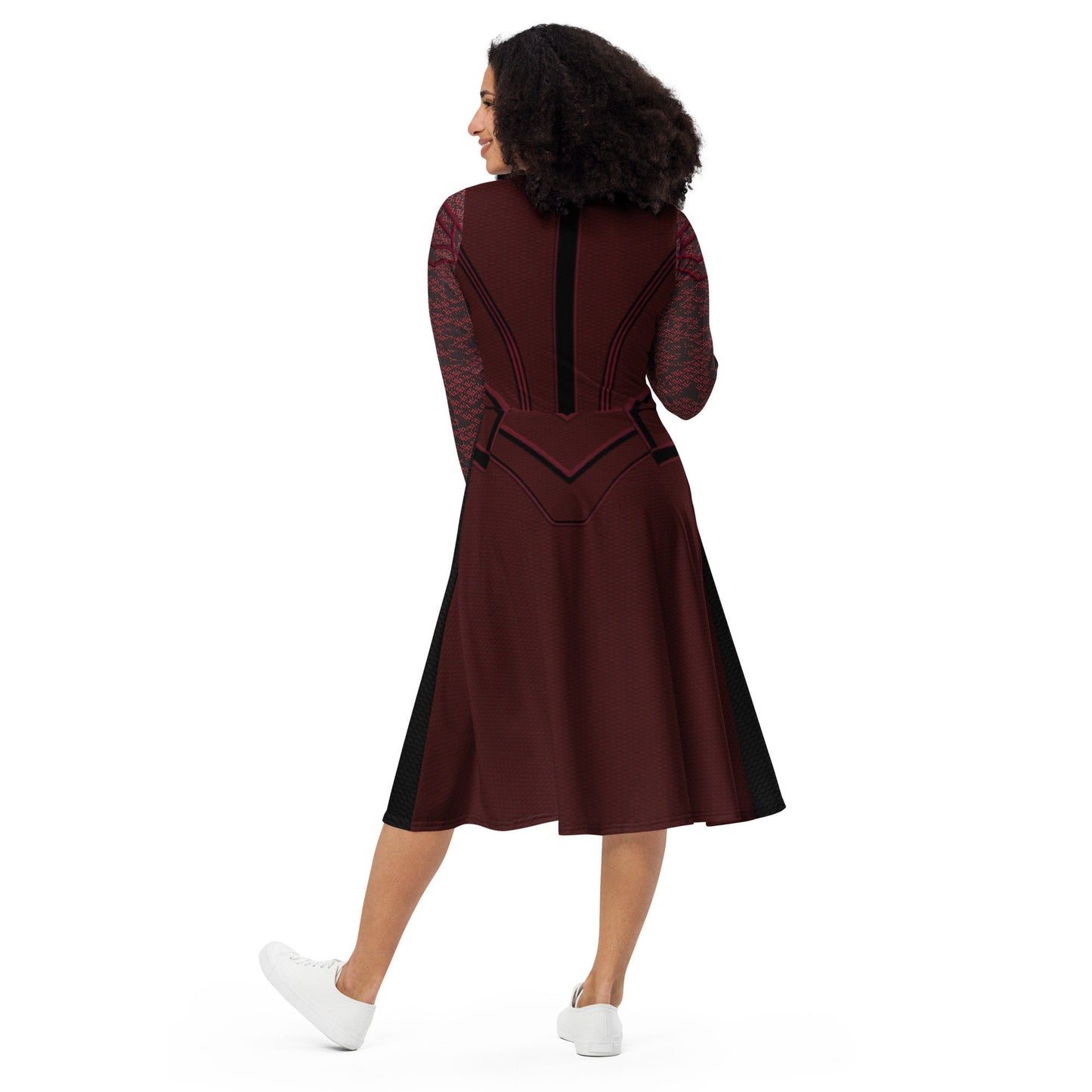 RUSH ORDER: Scarlet Witch Inspired All-over print long sleeve midi dress