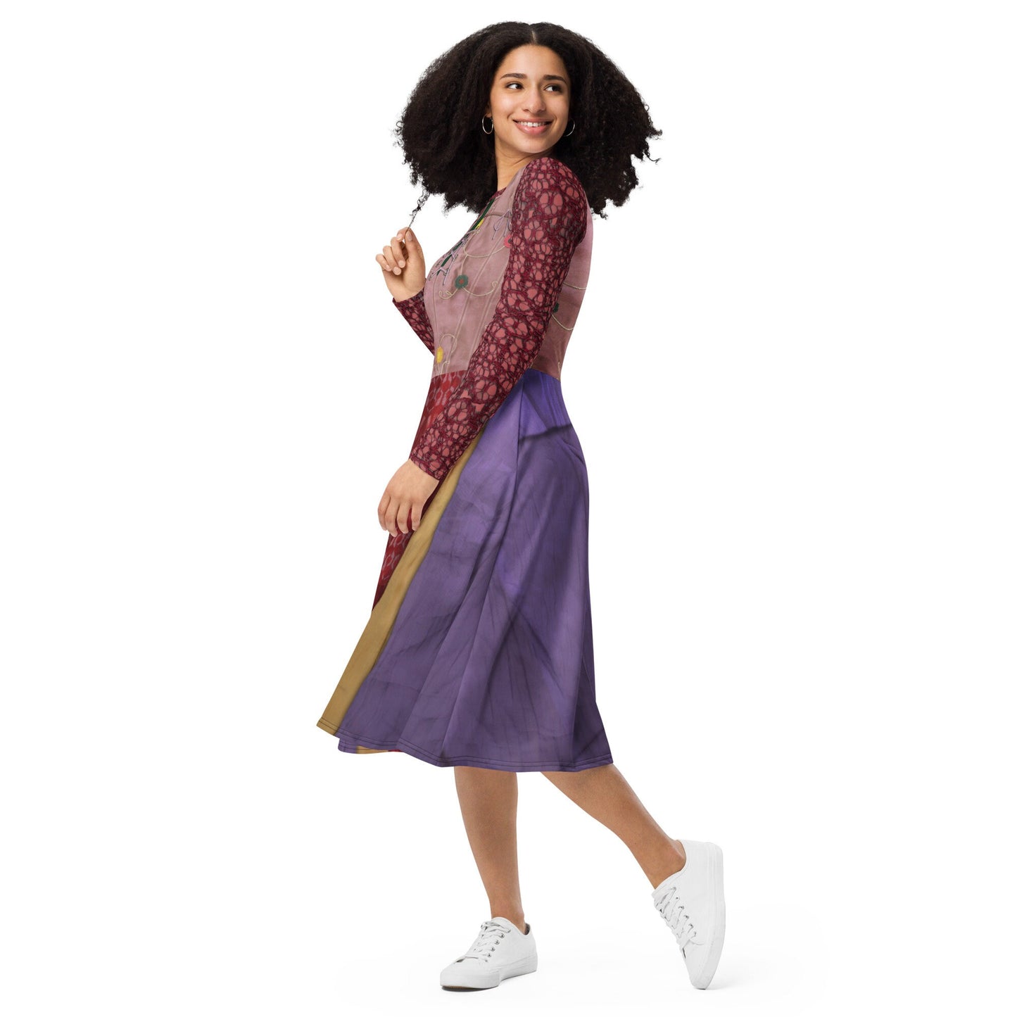 RUSH ORDER: Sarah Sanderson Inspired All-over print long sleeve midi dress