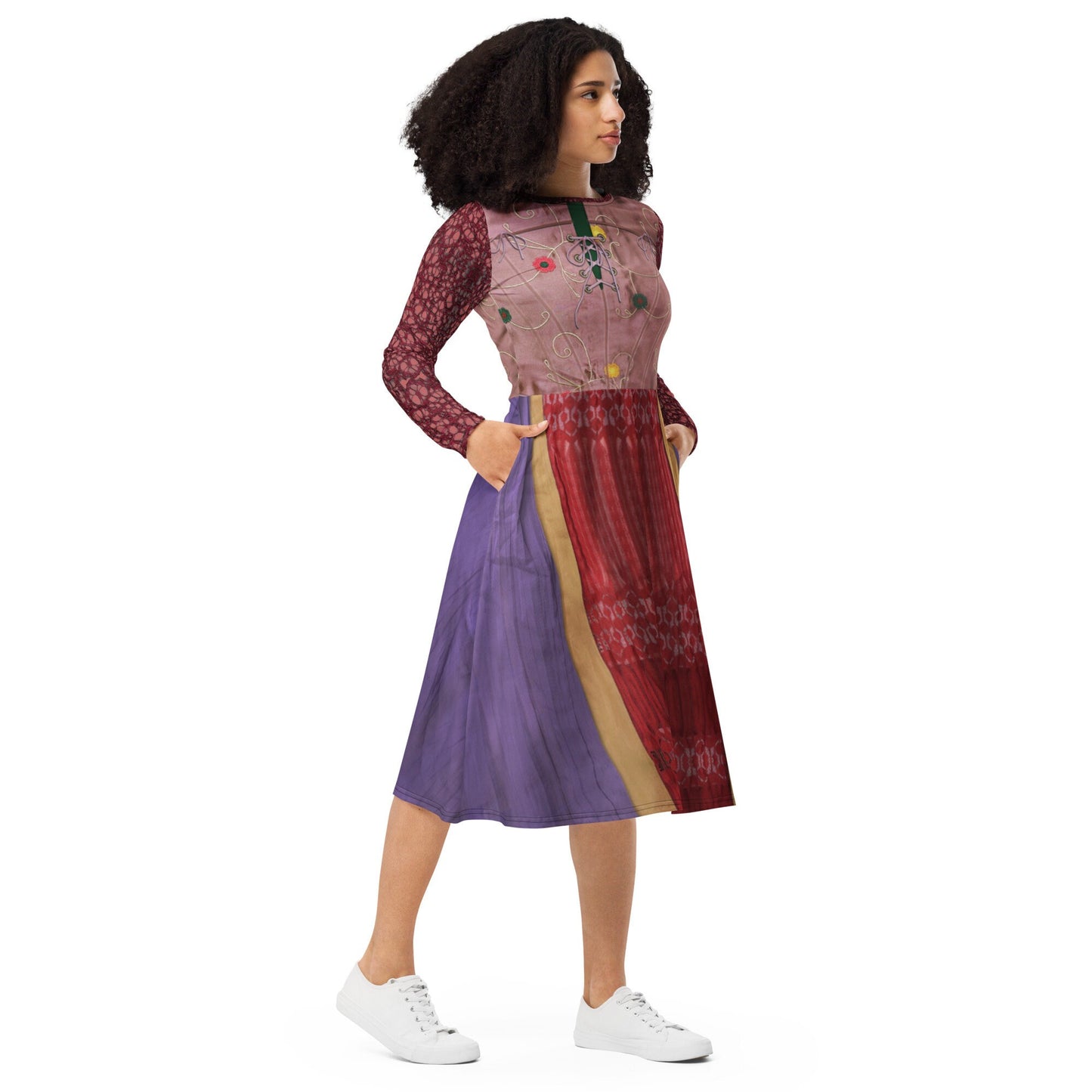 RUSH ORDER: Sarah Sanderson Inspired All-over print long sleeve midi dress