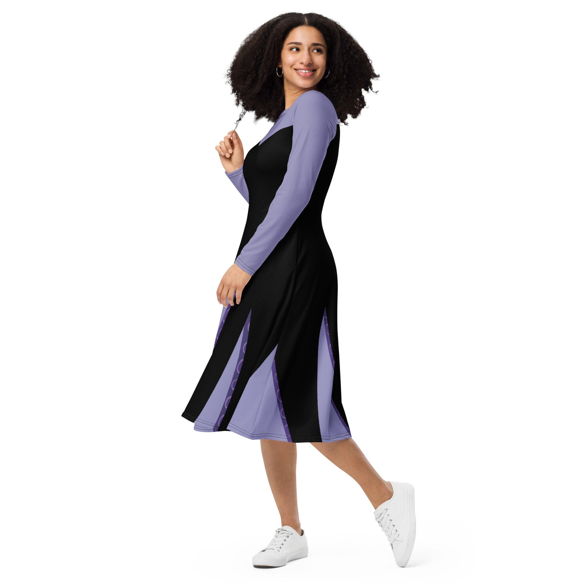 RUSH ORDER: Ursula Inspired All-over print long sleeve midi dress