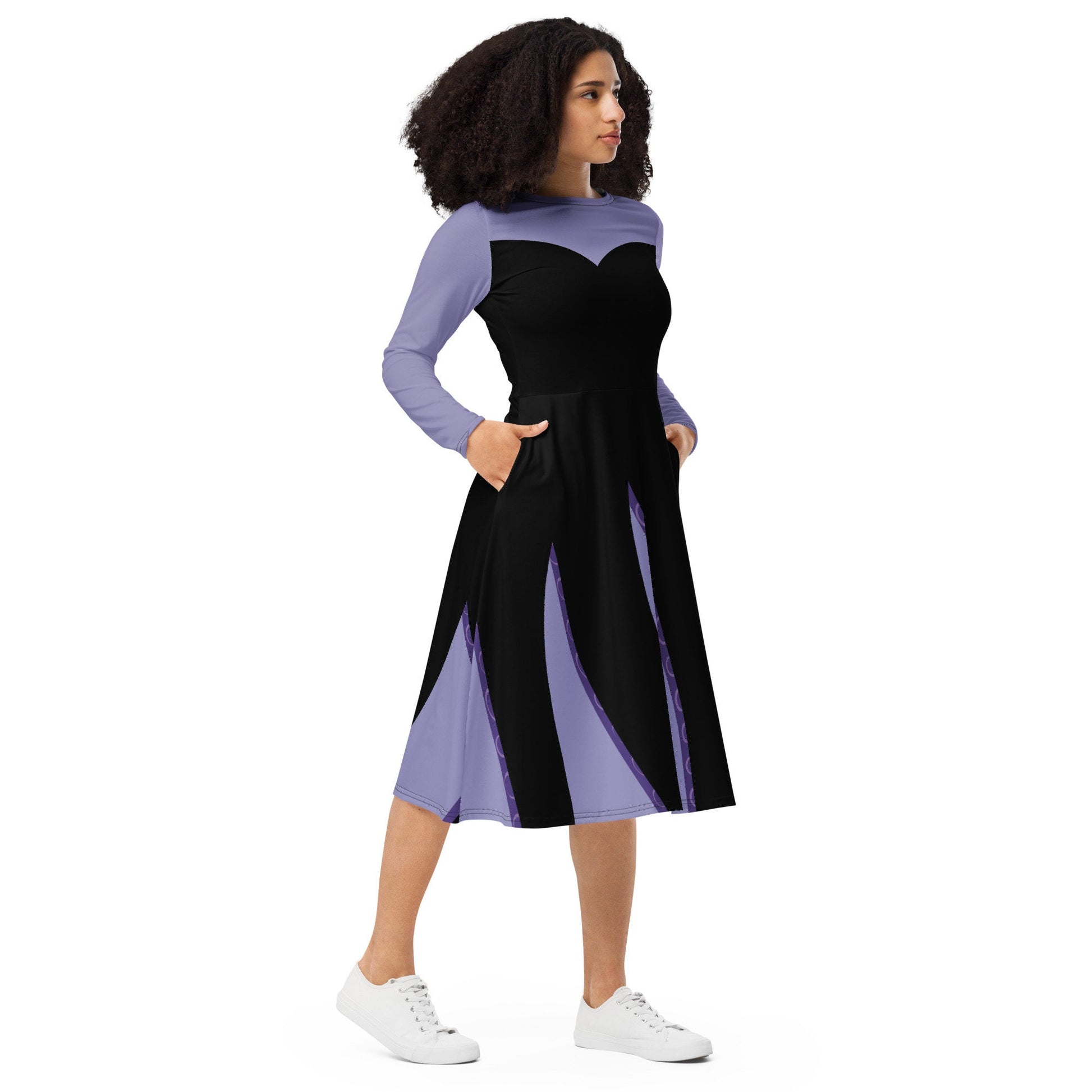 RUSH ORDER: Ursula Inspired All-over print long sleeve midi dress