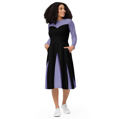 RUSH ORDER: Ursula Inspired All-over print long sleeve midi dress