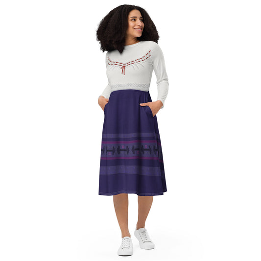 RUSH ORDER: Luisa Inspired All-over print long sleeve midi dress