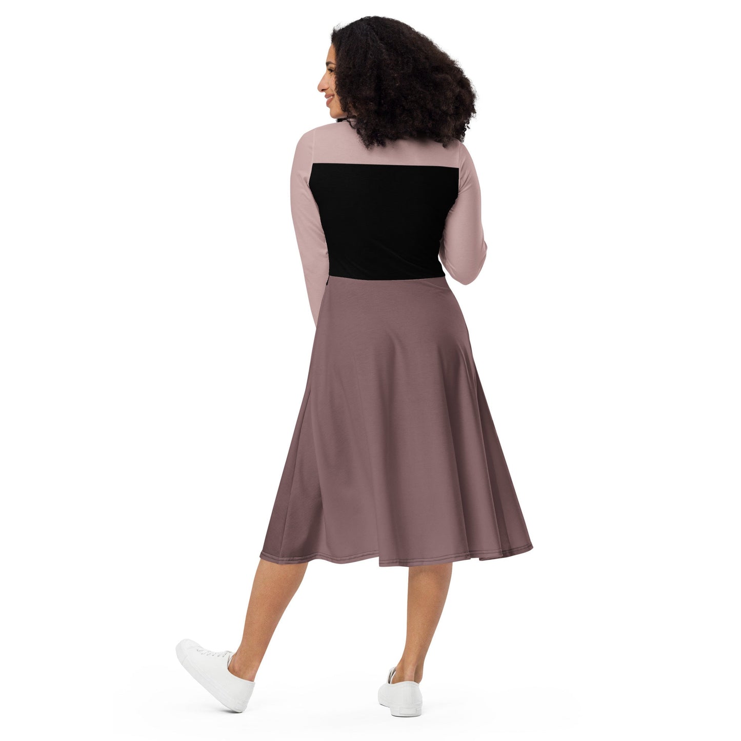 RUSH ORDER: Briar Rose Inspired All-over print long sleeve midi dress