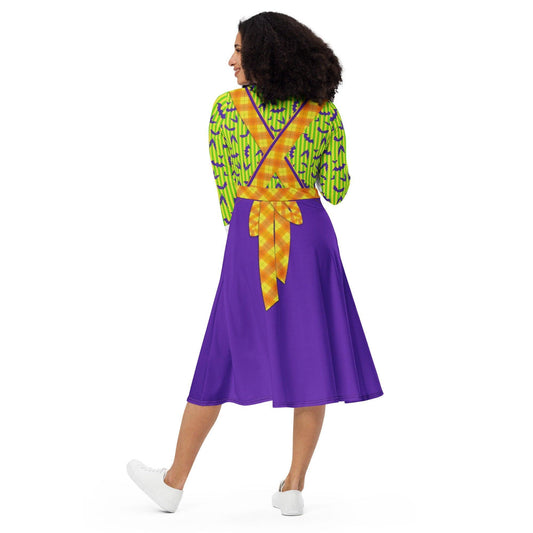 RUSH ORDER: Halloween Castmember All-over print long sleeve midi dress