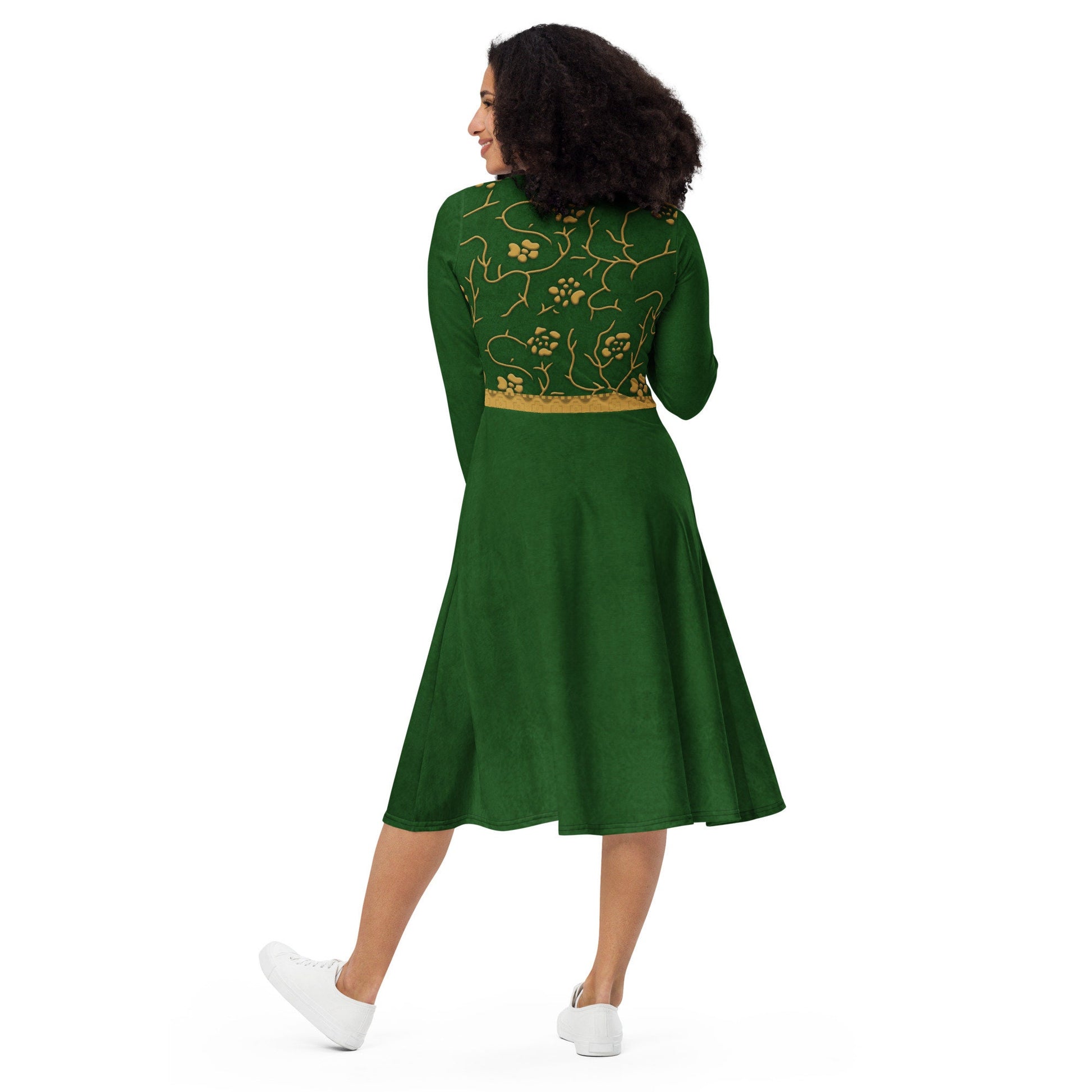 RUSH ORDER: Princess Fiona Inspired All-over print long sleeve midi dress