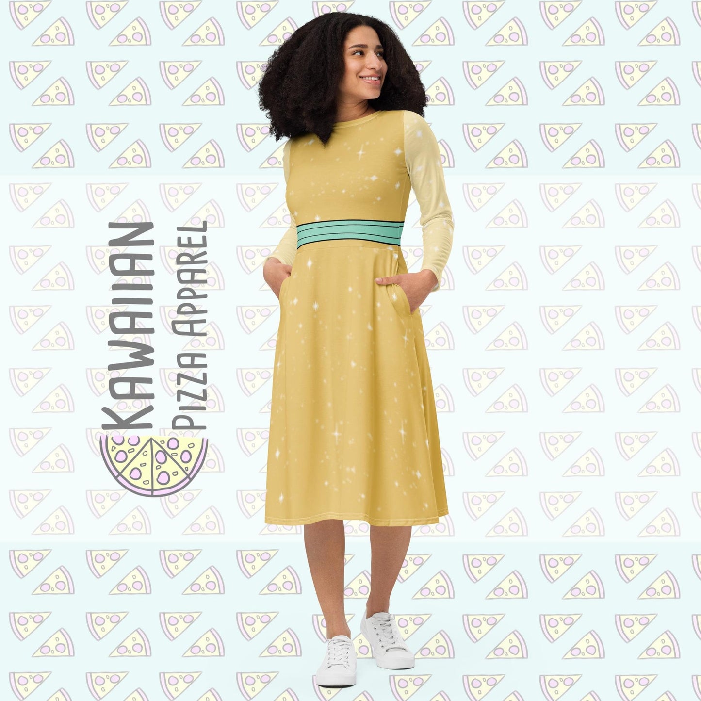RUSH ORDER: Anastasia Inspired All-over print long sleeve midi dress