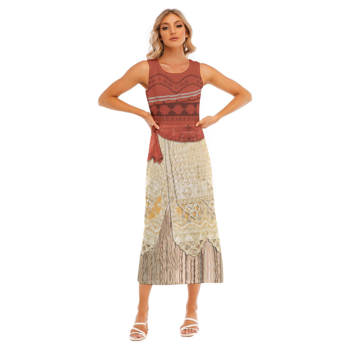 Moana Inspired Sleeveless Maxi Dress