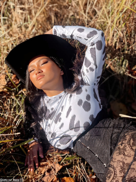 Women's Dalmatian Recycled long sleeve crop top