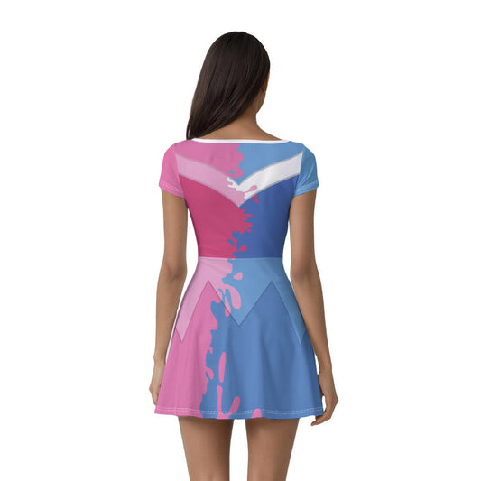 Aurora Make It Pink/Blue Inspired Short Sleeve Athletic Dress with shorts
