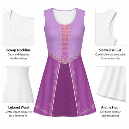 Rapunzel Inspired Sleeveless Flare Dress