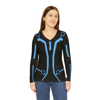 Women's Tron Inspired Long Sleeve V-Neck Shirt