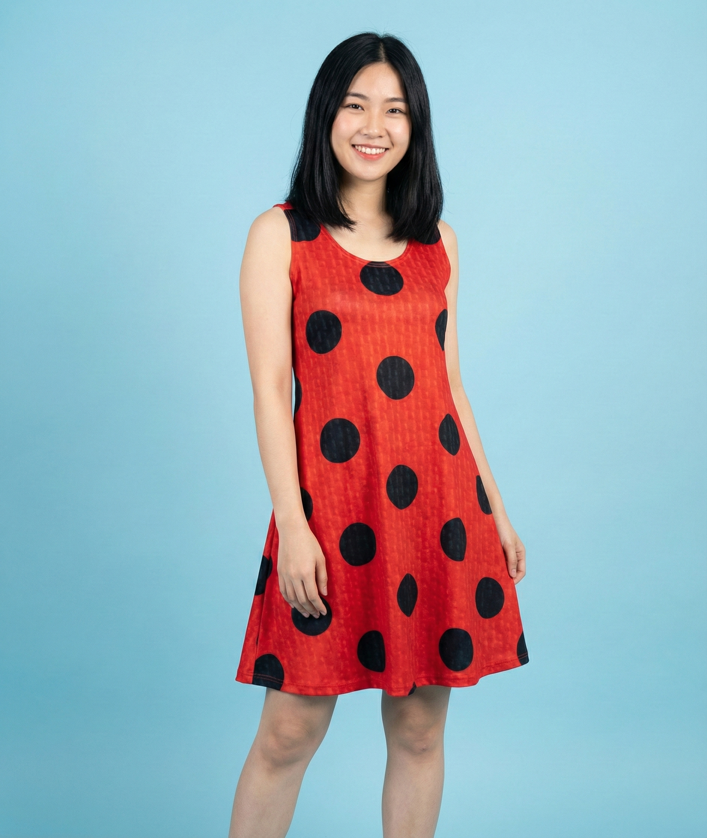 Ladybug Inspired Sleeveless Flare Dress