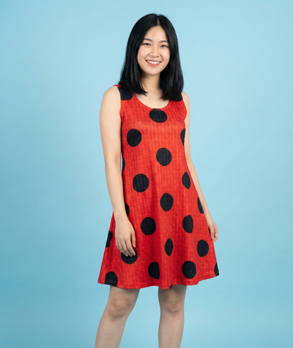 Ladybug Inspired Sleeveless Flare Dress
